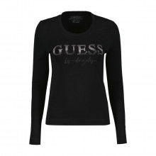 Guess W3bi35j1314 T Shirt L/s Logo Studs Strass Donna Casual Donna