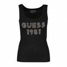 Guess W3rp07k1814 Canotta Costine Logo Strass Donna Casual Donna