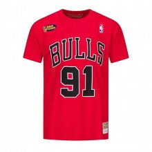 Mitchell & Ness Bmtrintl1074 T-shirt Nba Name Number Rodman 91 Bulls Abbigliamento Basket Uomo