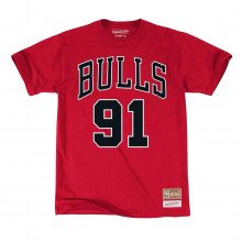 Mitchell & Ness Bnn3cw19045 T-shirt Name Number Rodman 91 Bulls Abbigliamento Basket Uomo