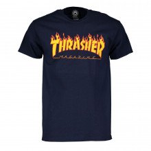 Thrasher 311019 T-shirt Thrasher Magazine Flame Logo Blu Street Style Uomo