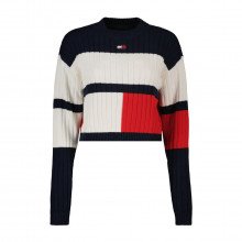 Tommy Jeans Dw0dw18117 Maglione Crop Color Block Donna Casual Donna
